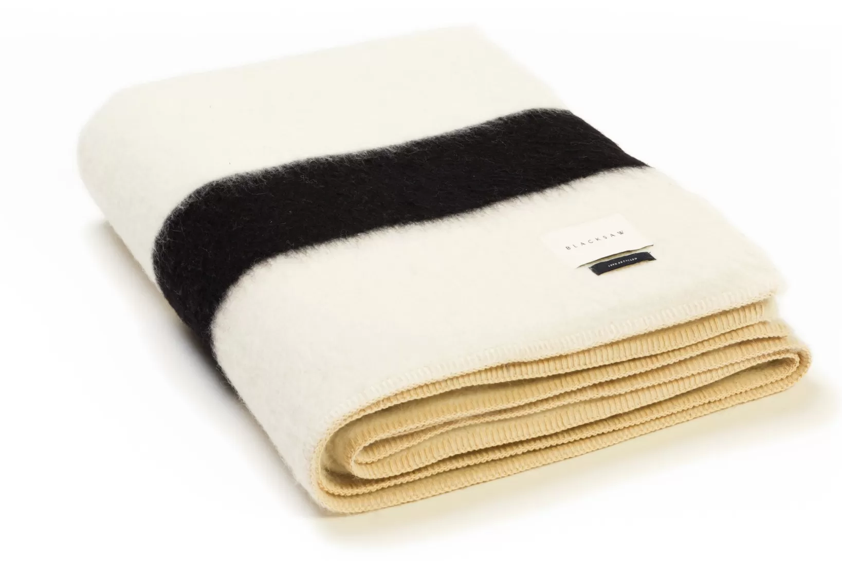Clearance Blacksaw The Siempre Recycled Blanket- Ivory With Black Stripe