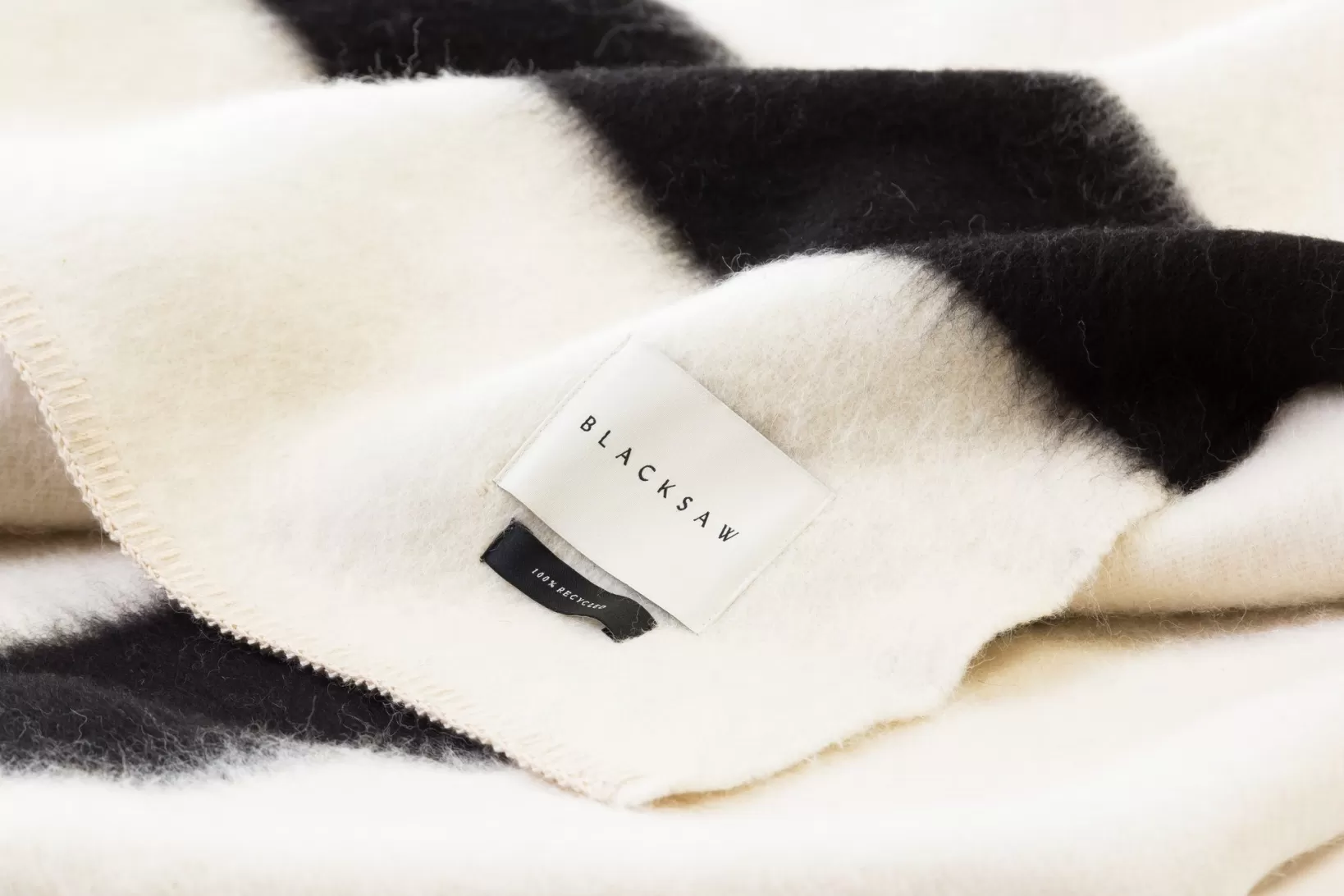 Clearance Blacksaw The Siempre Recycled Blanket- Ivory With Black Stripe