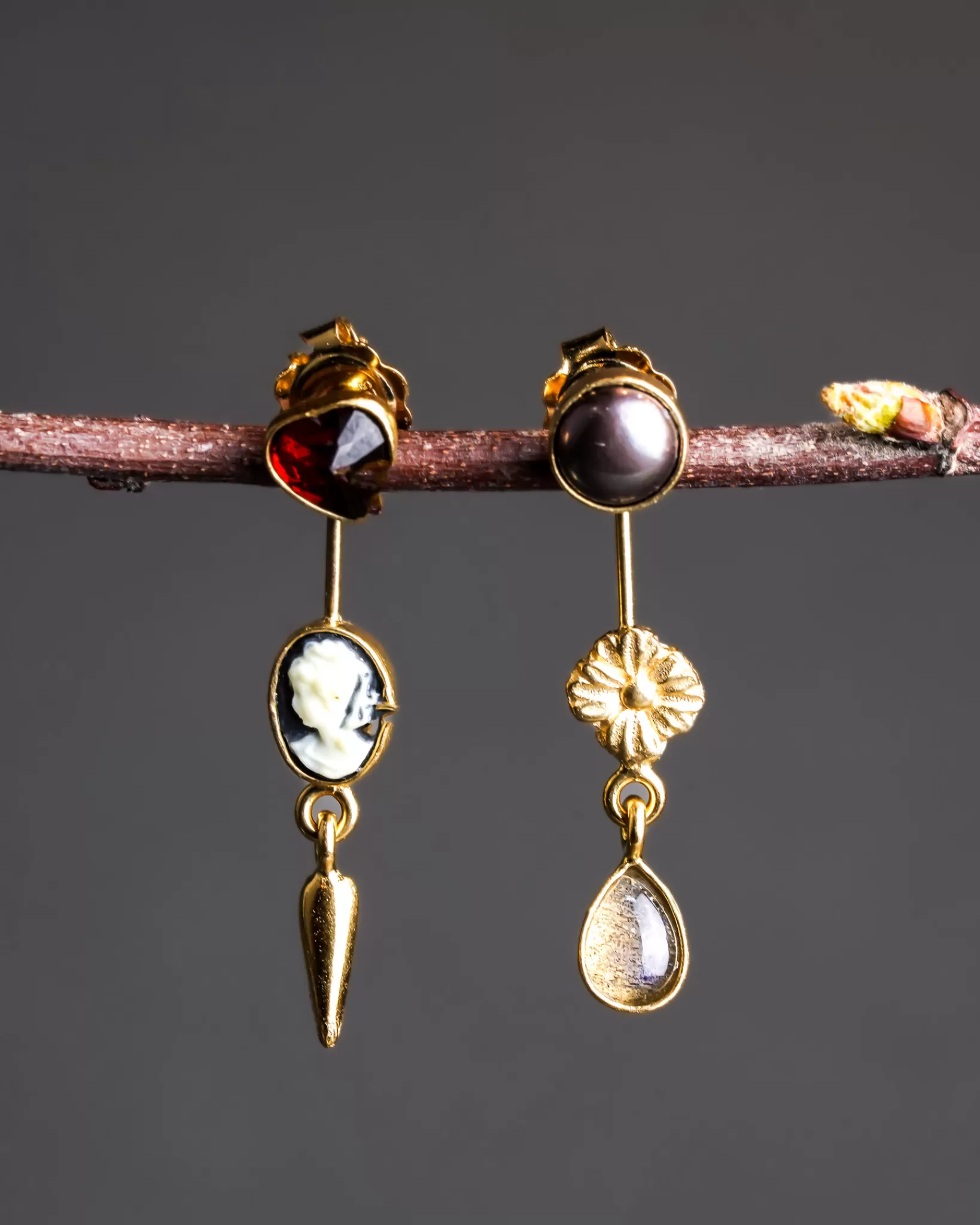 Discount Grainne Morton Double Detachable Victorian Drop Earrings Garnet And Pearl