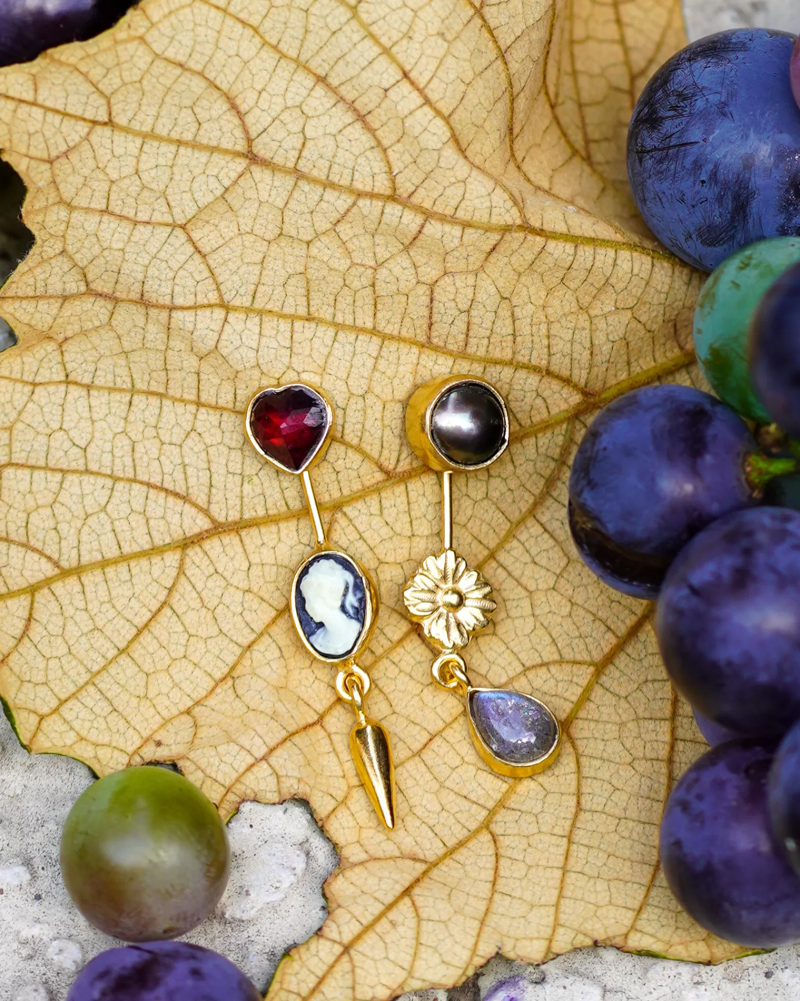 Discount Grainne Morton Double Detachable Victorian Drop Earrings Garnet And Pearl