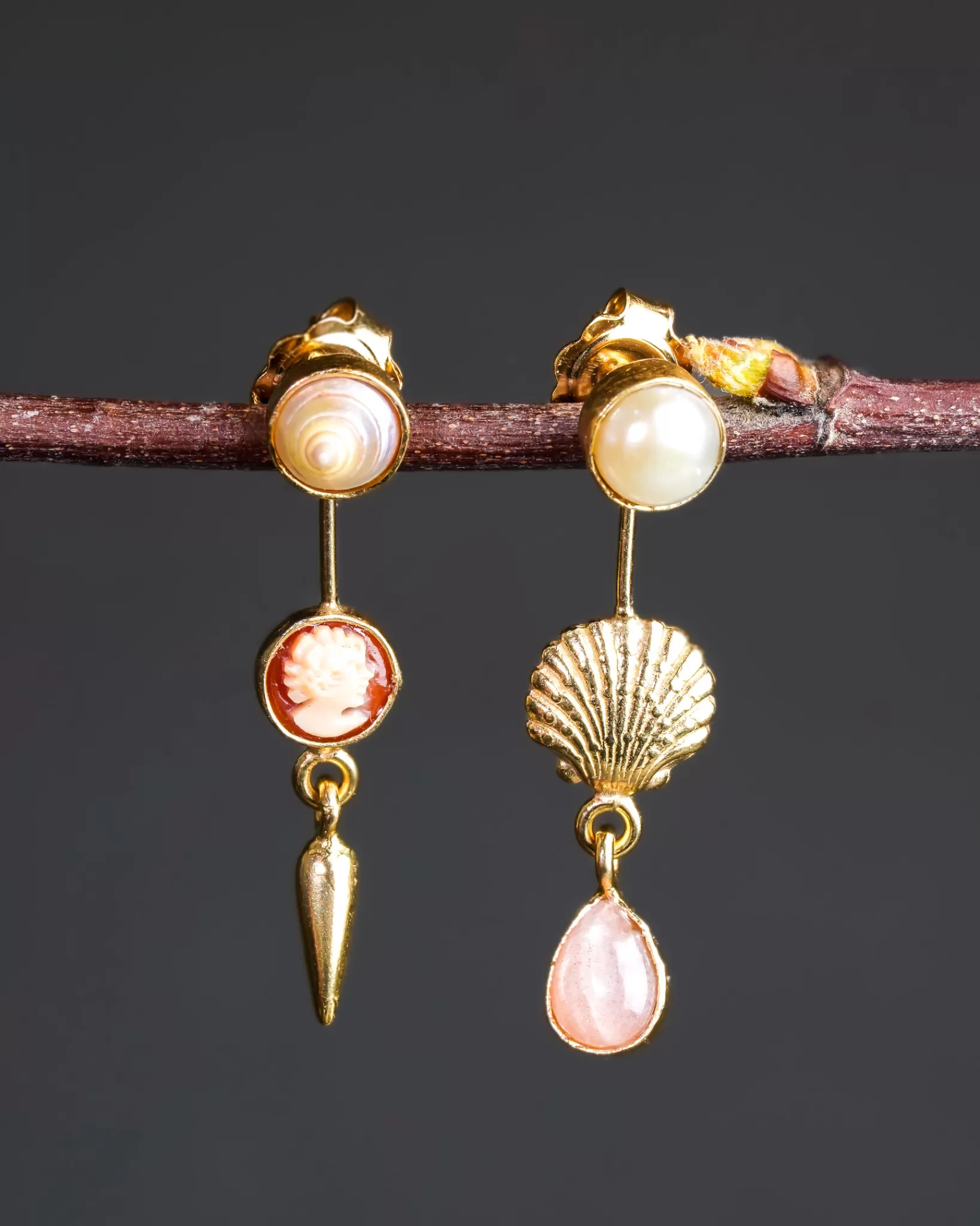 Shop Grainne Morton Double Detachable Victorian Drop Earrings Moonstone And Cameo