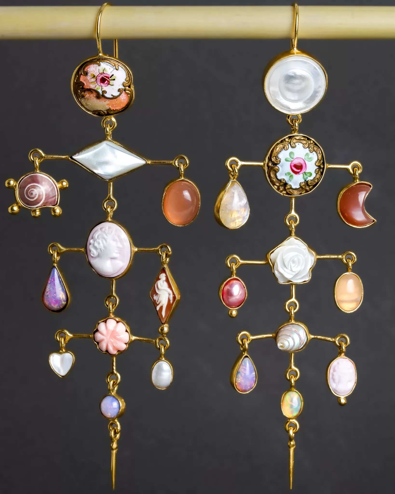 Shop Grainne Morton Multilayer Balance Victorian Drop Earrings Peach