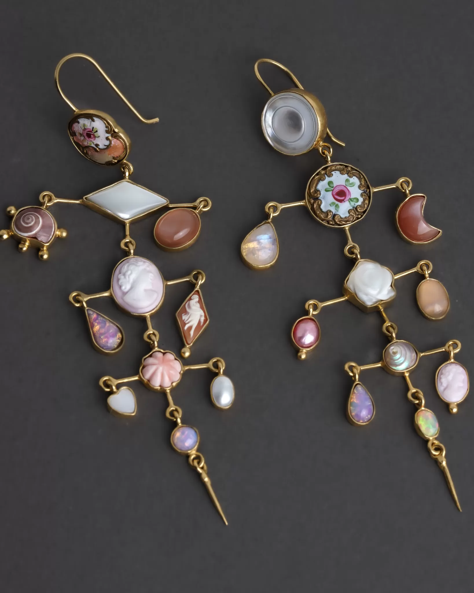 Shop Grainne Morton Multilayer Balance Victorian Drop Earrings Peach
