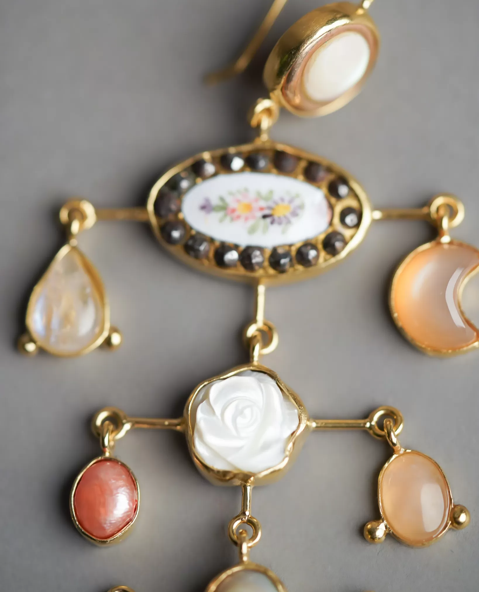 Shop Grainne Morton Multilayer Balance Victorian Drop Earrings Peach