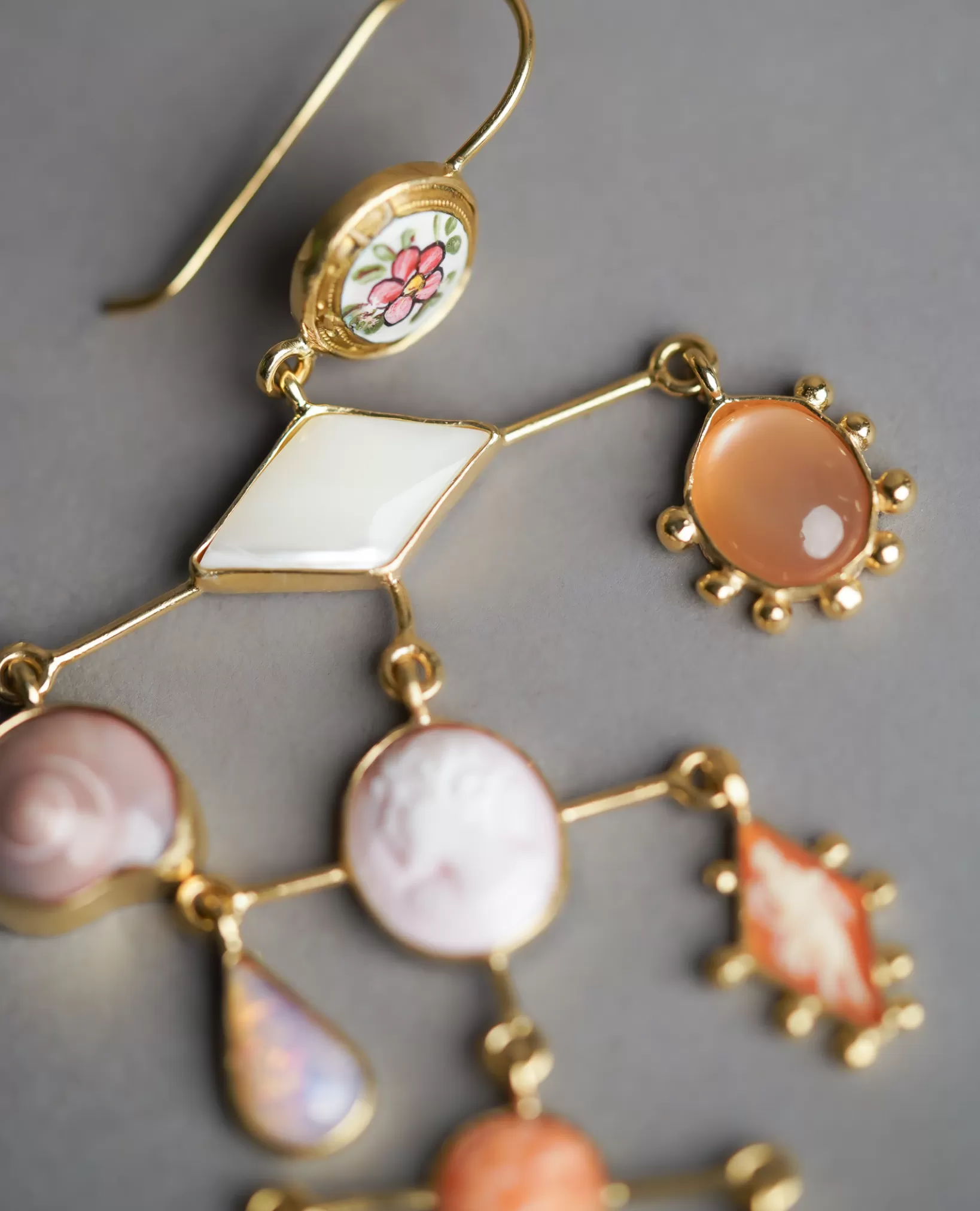 Shop Grainne Morton Multilayer Balance Victorian Drop Earrings Peach