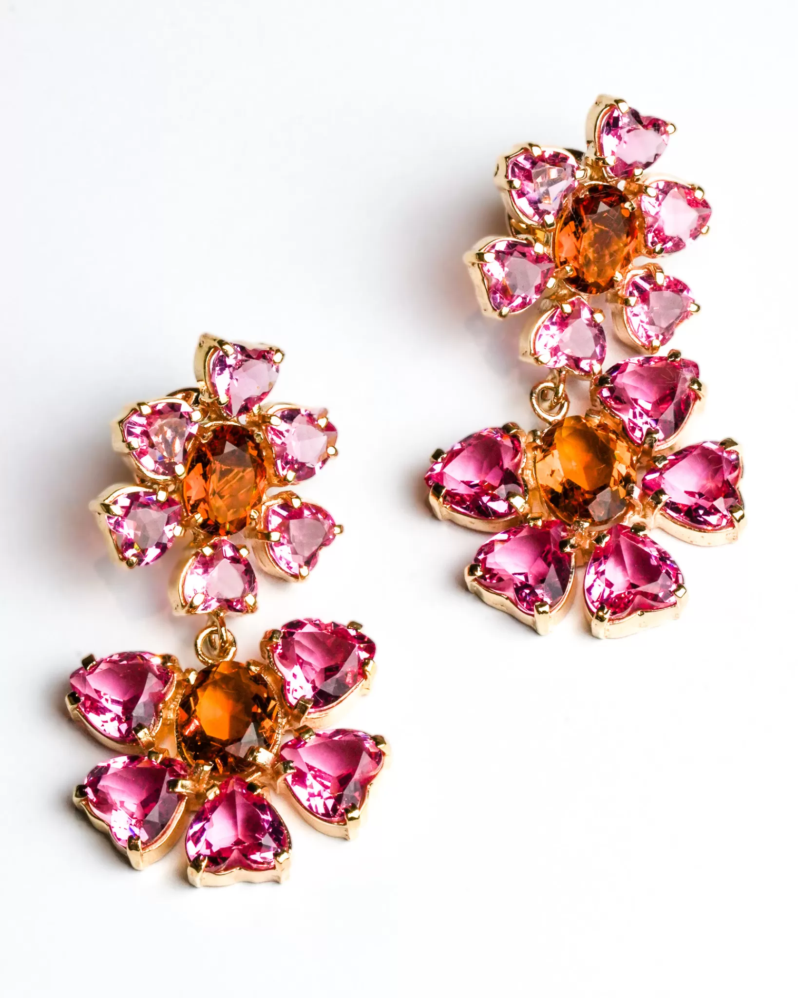 Hot Pakera Pakera Las Flores Earrings Pink + Citrine