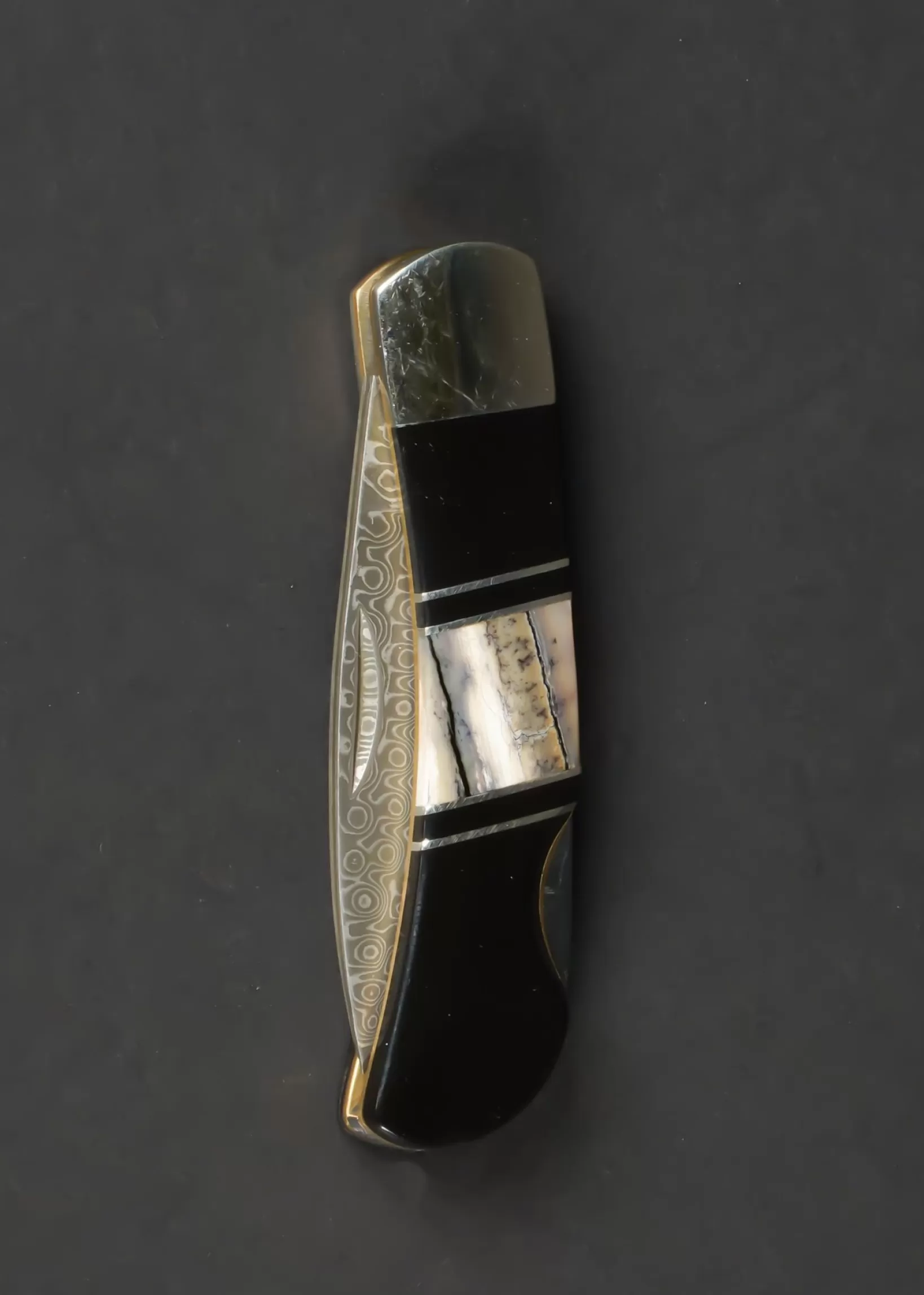 Shop Santa Fe Stoneworks 3" Damascus Steel Knife - Jet & Mammoth Tusk