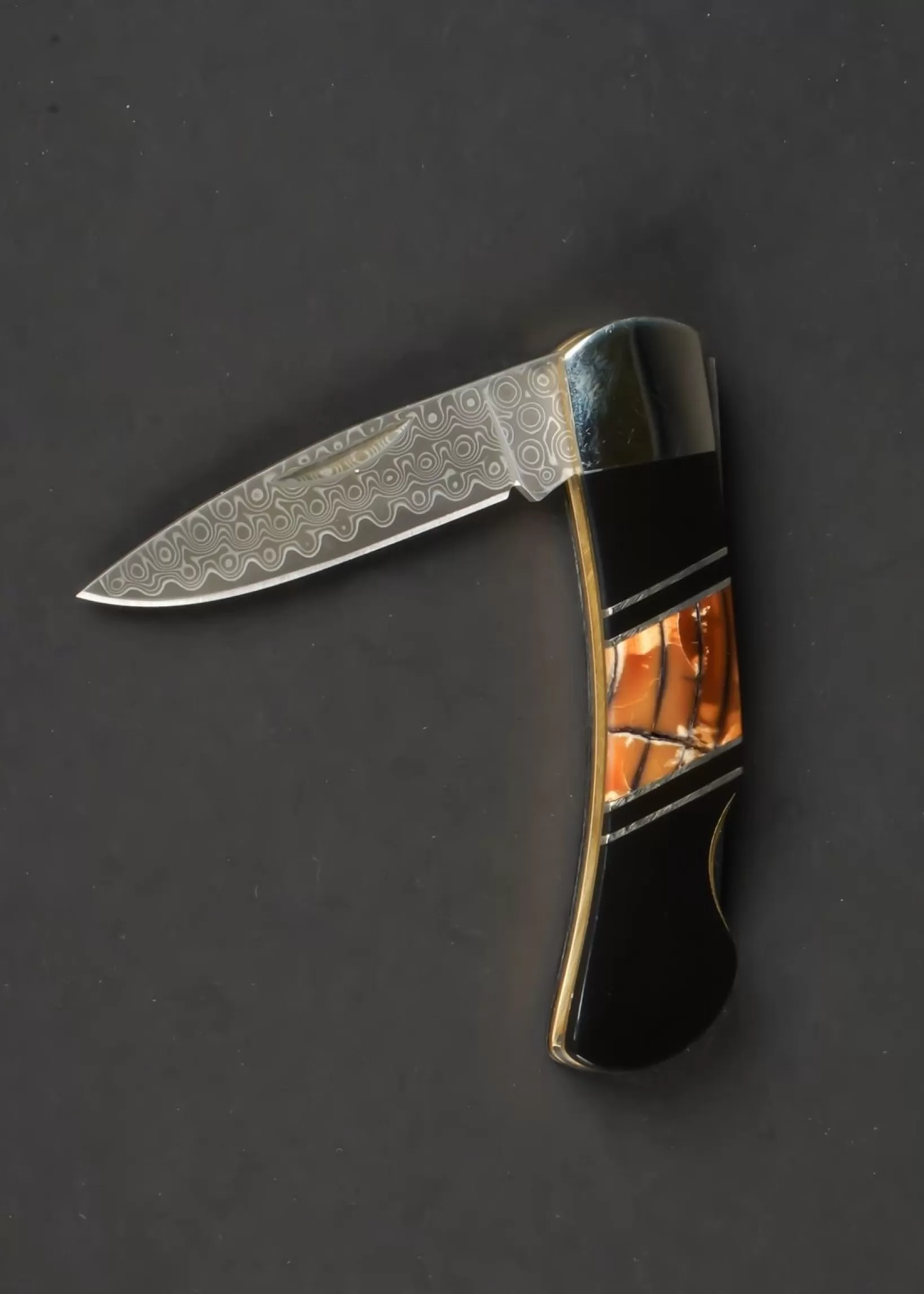 Shop Santa Fe Stoneworks 3" Damascus Steel Knife - Jet & Mammoth Tusk