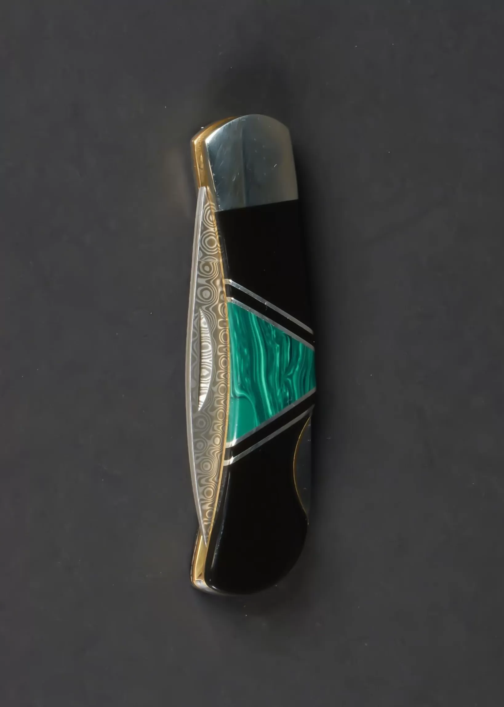 Discount Santa Fe Stoneworks 3" Damascus Steel Knife - Malachite & Jet