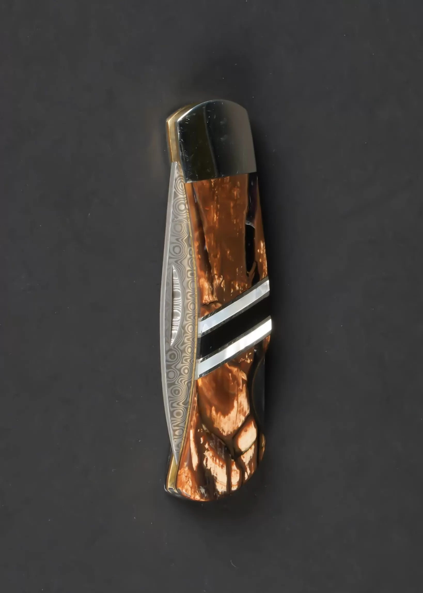 Fashion Santa Fe Stoneworks 3" Damascus Steel Knife - Mammoth Tusk